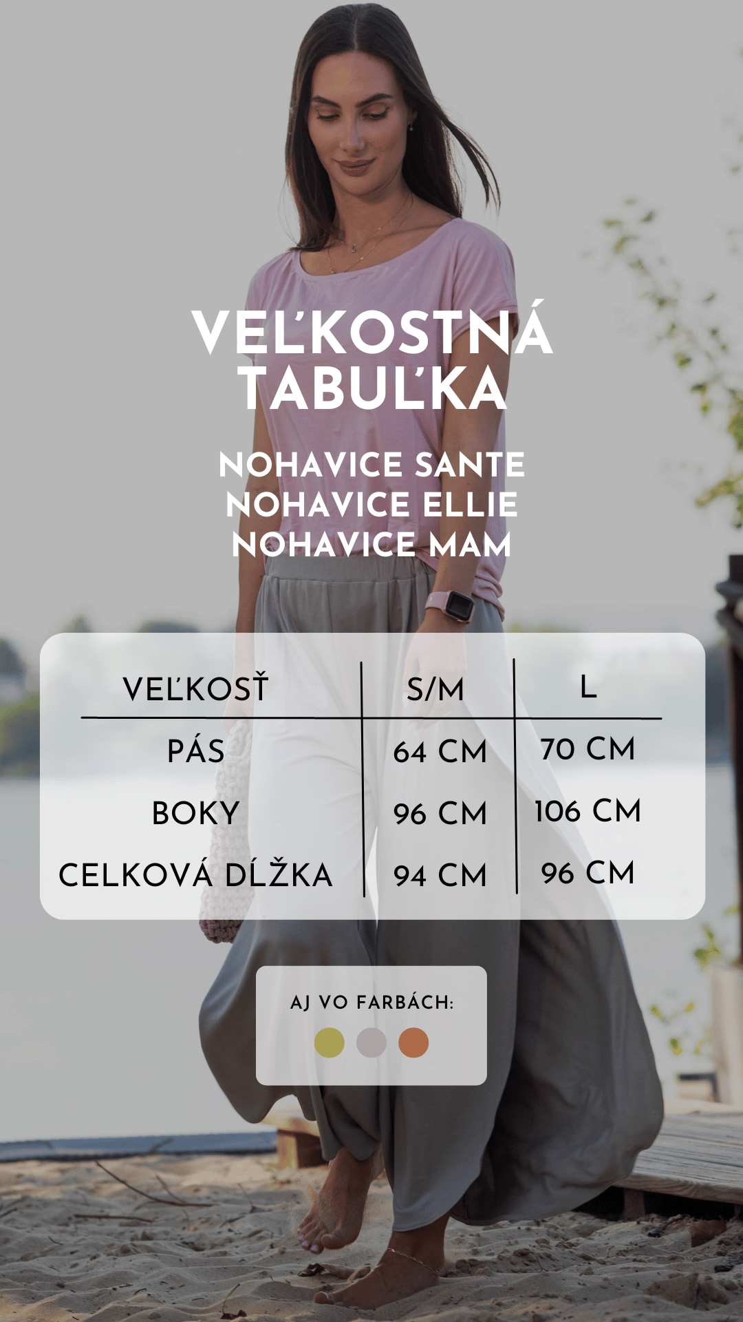 veľkostná tabuľka nohavice Sante-Ellie-Mam_Leporis-Freel.sk